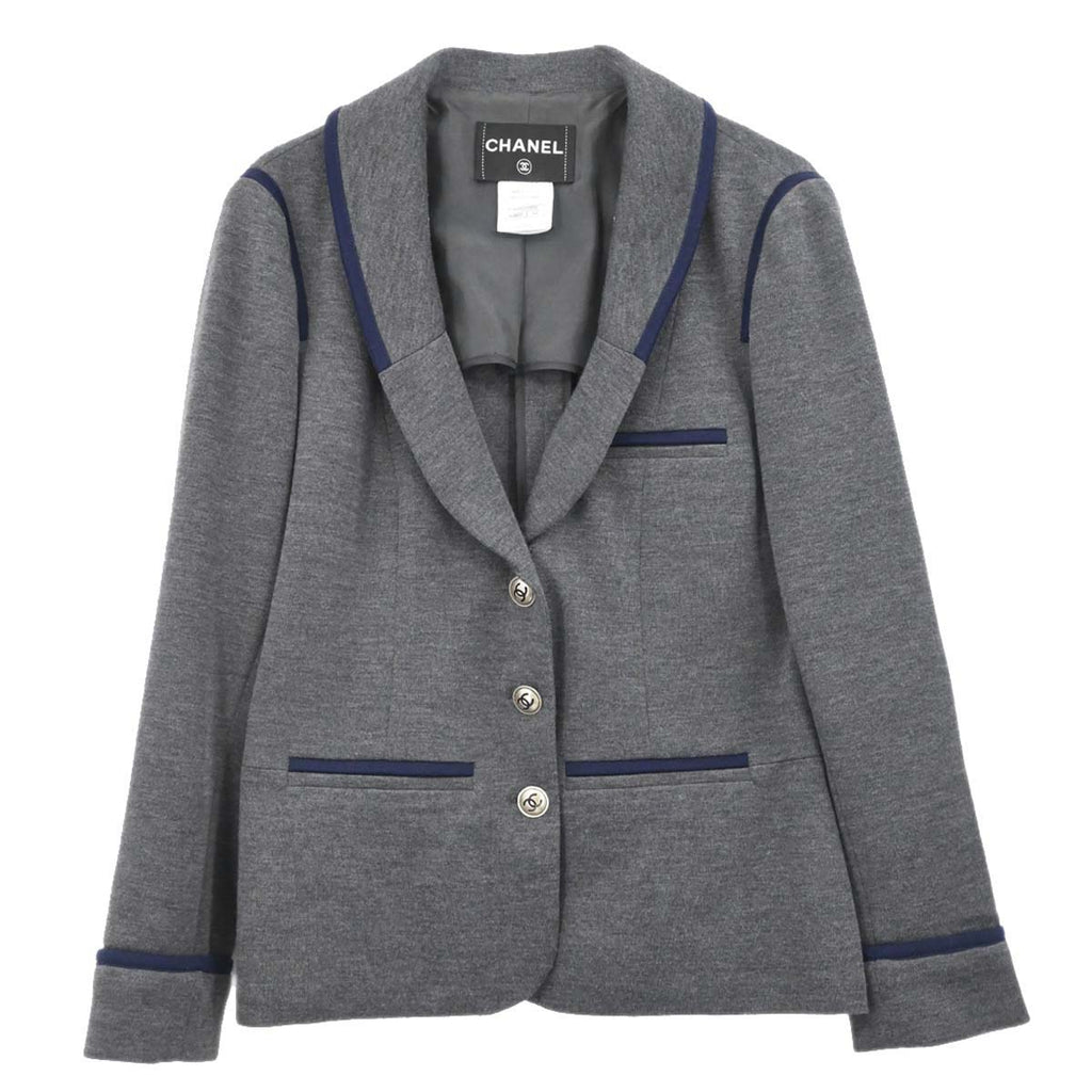 Chanel 2010 Single Breasted Jacket Gray #44