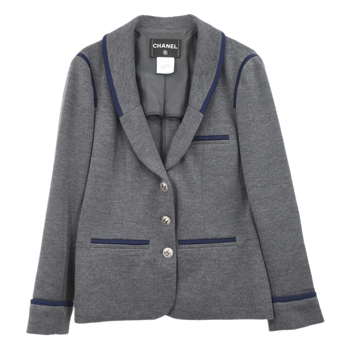 Chanel 2010 Single Breasted Jacket Gray #44