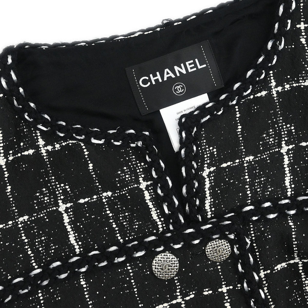 Chanel 2014 Setup Suit Jacket Skirt Tweed Black #36 #38