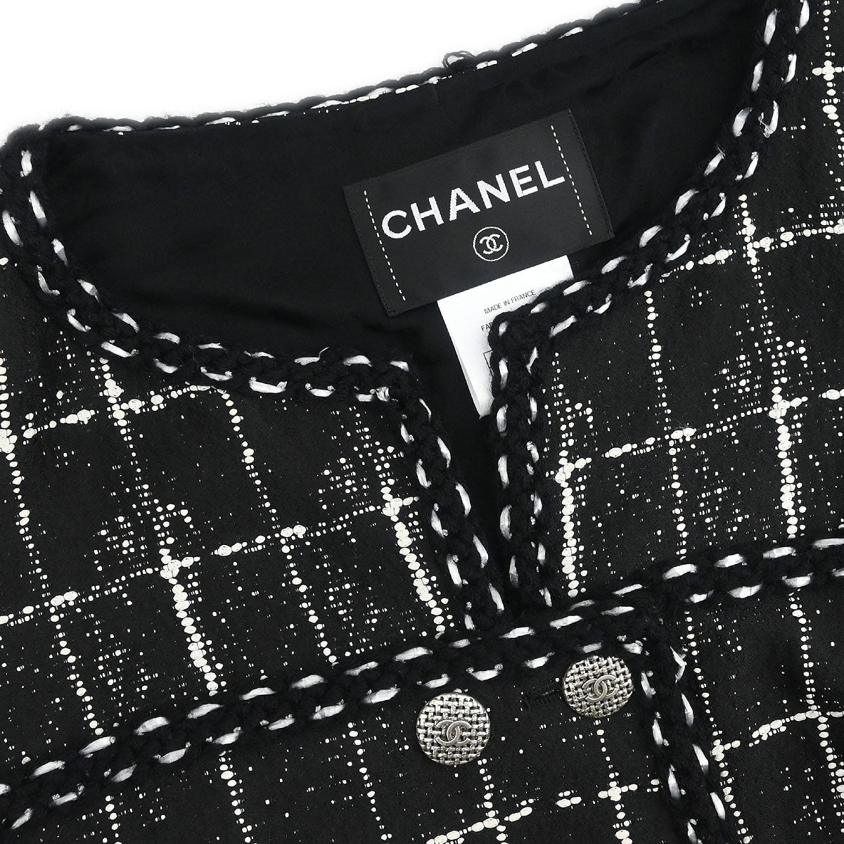 Chanel 2014 Setup Suit Jacket Skirt Tweed Black #36 #38