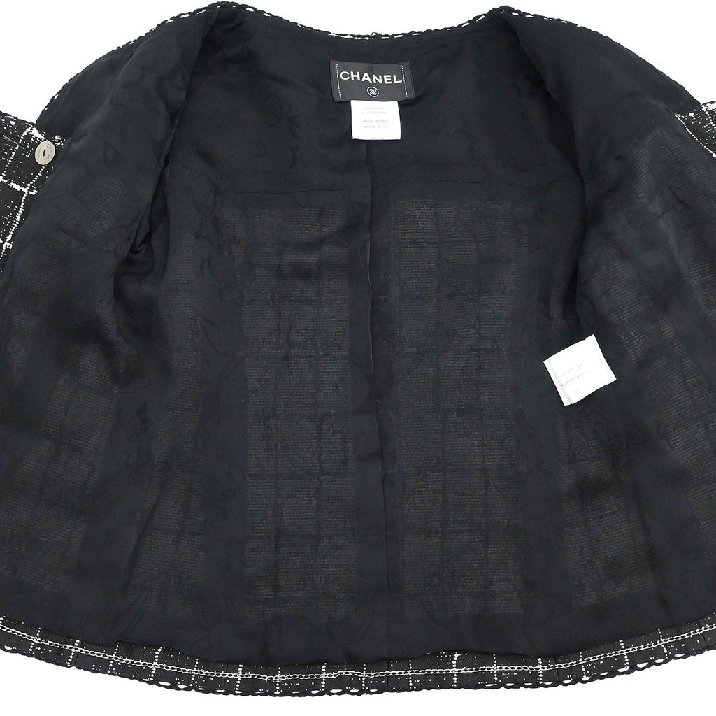 Chanel 2014 Setup Suit Jacket Skirt Tweed Black #36 #38