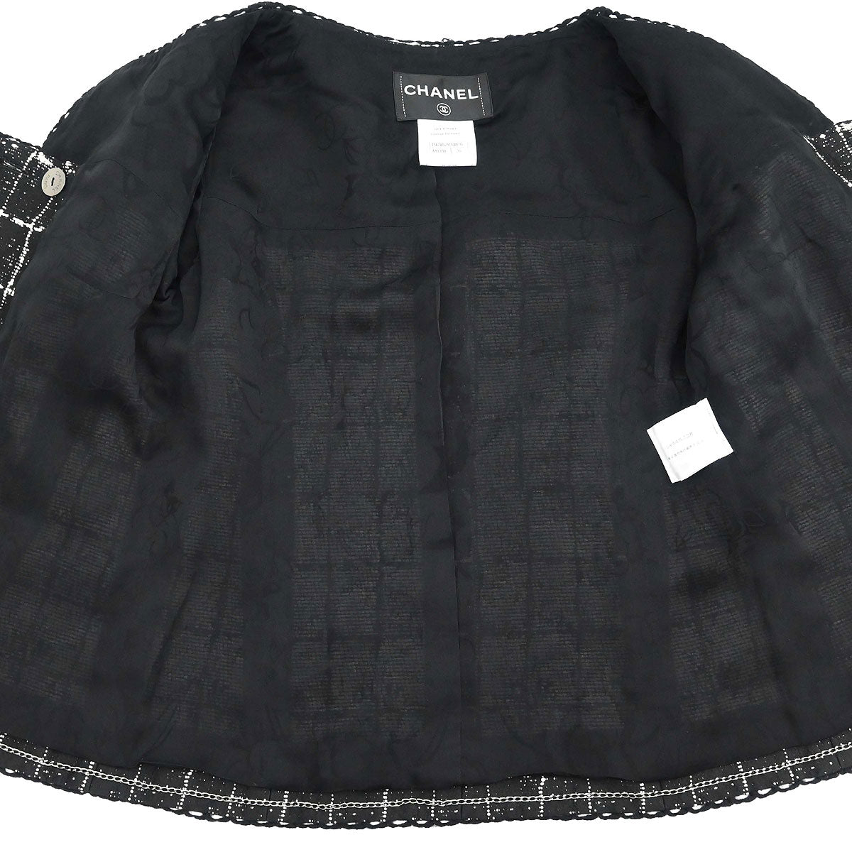 Chanel 2014 Setup Suit Jacket Skirt Tweed Black #36 #38
