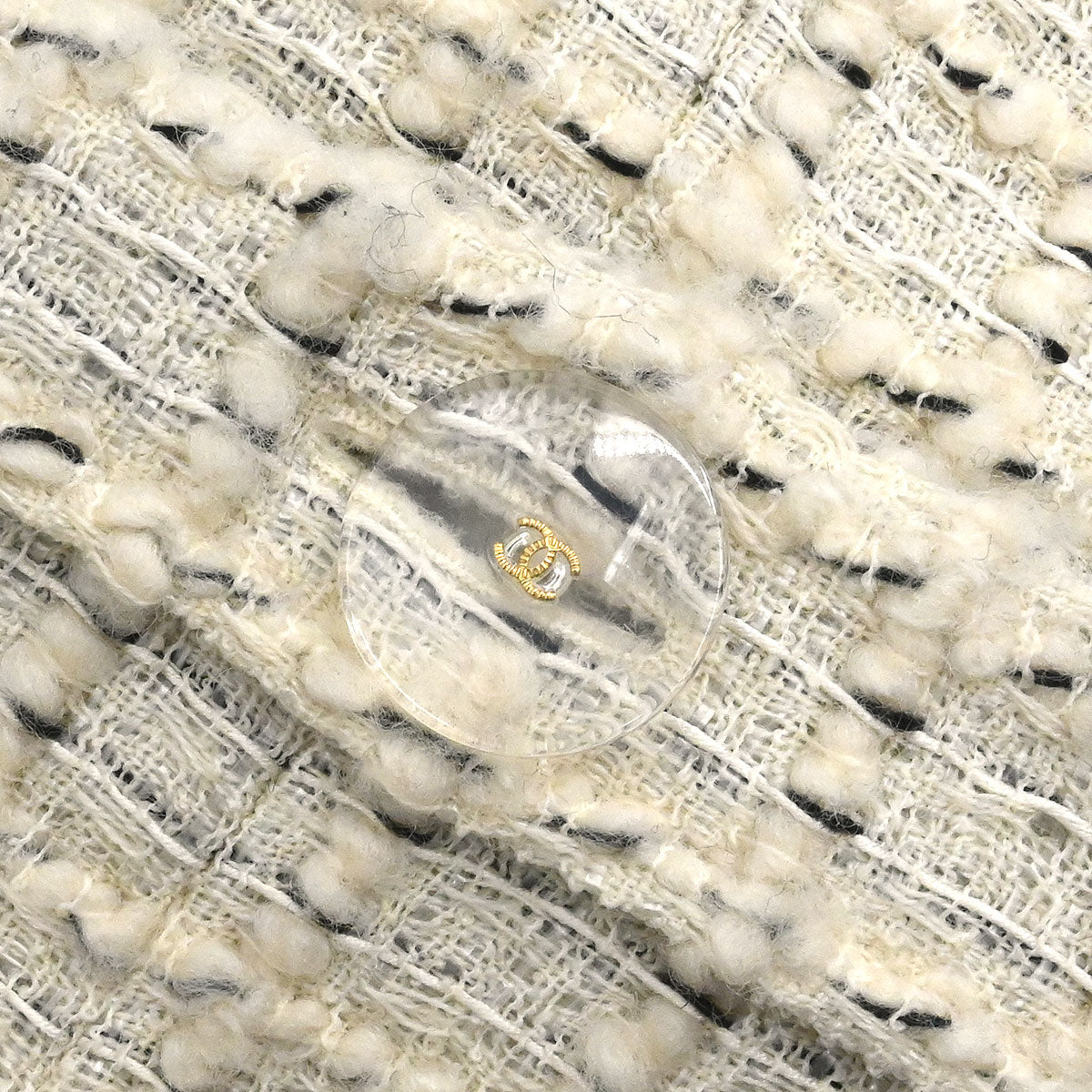 Chanel 2017 Single Breasted Tweed Jacket Ivory #38
