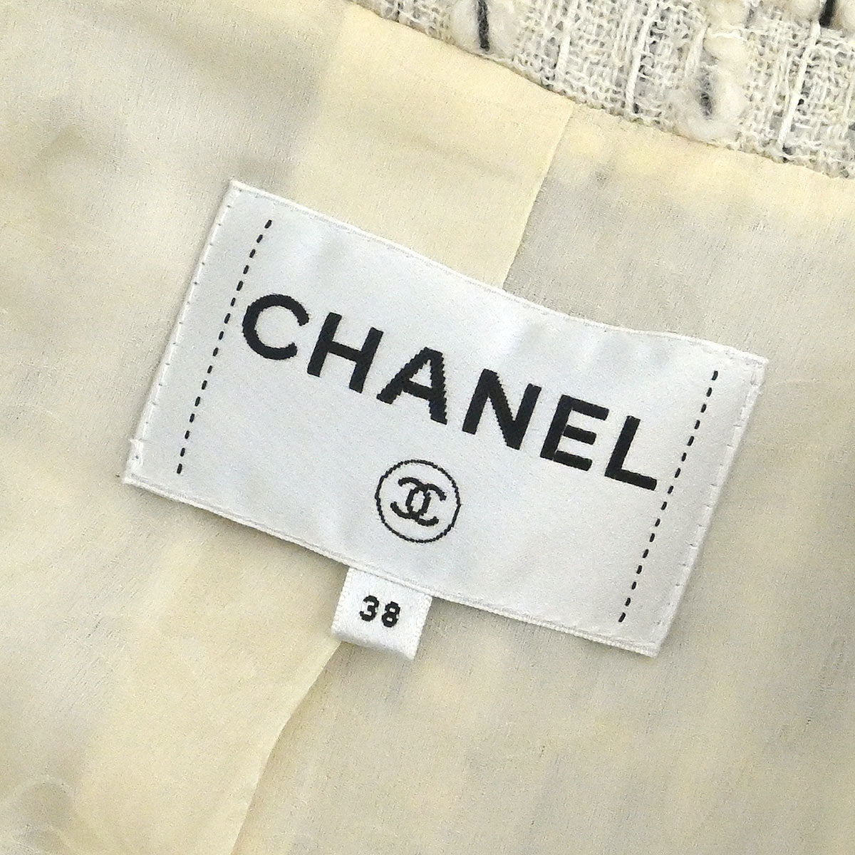 Chanel 2017 Single Breasted Tweed Jacket Ivory #38
