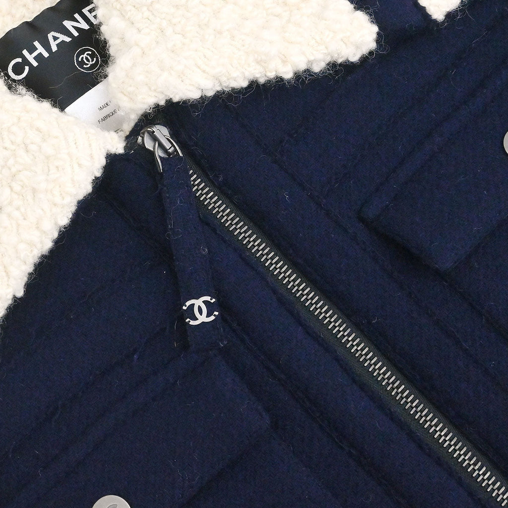 Chanel 2011-2012 Zip Up Sleeveless Jacket Vest Navy #38
