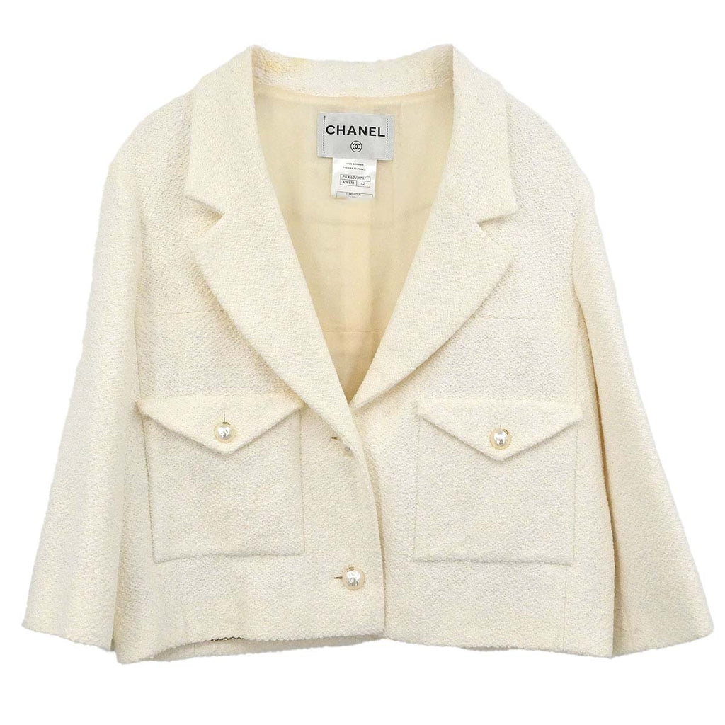Chanel 2012 Single Breasted Jacket White #42