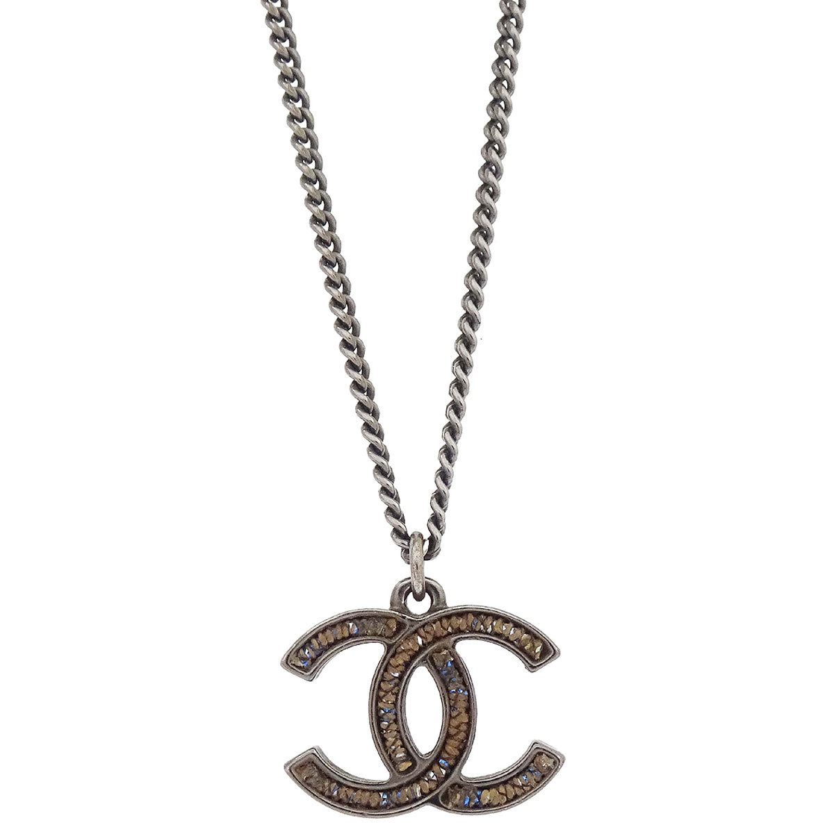 Chanel CC Chain Necklace Silver A15P