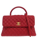 Chanel Red Caviar Coco Handle 2way Shoulder Handbag