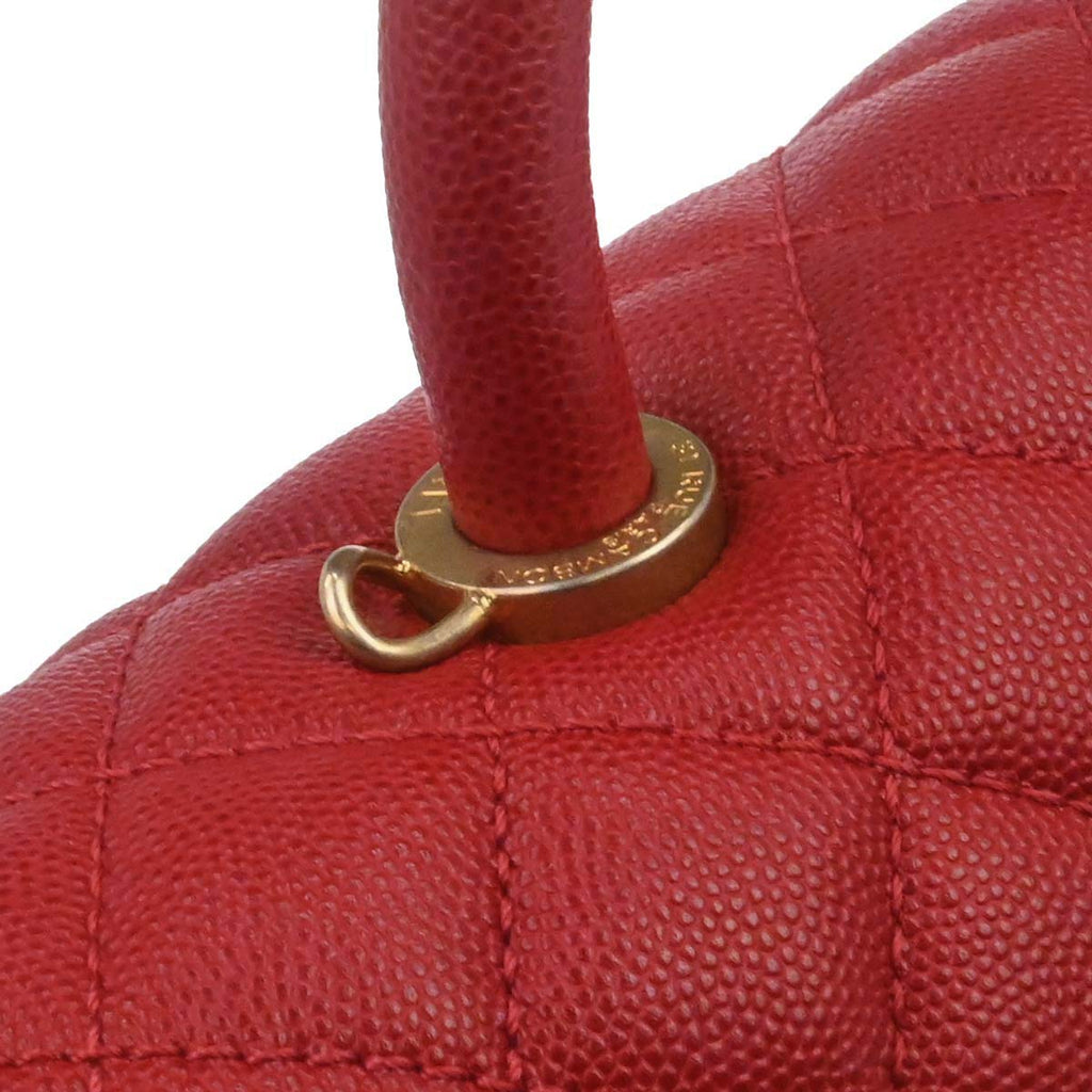 Chanel Red Caviar Coco Handle 2way Shoulder Handbag