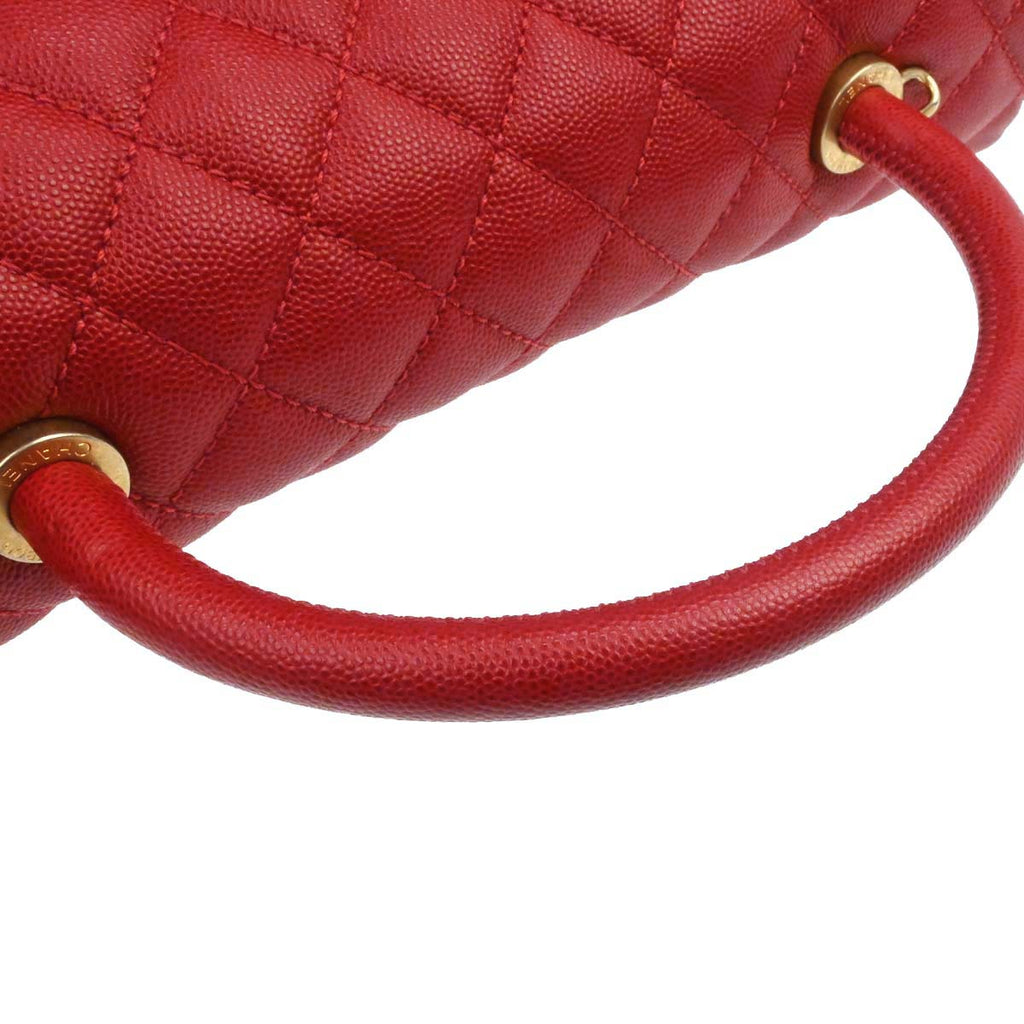 Chanel Red Caviar Coco Handle 2way Shoulder Handbag