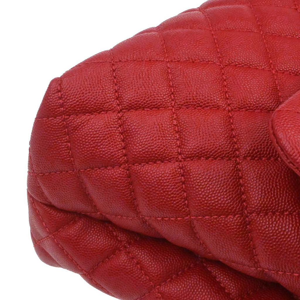 Chanel Red Caviar Coco Handle 2way Shoulder Handbag