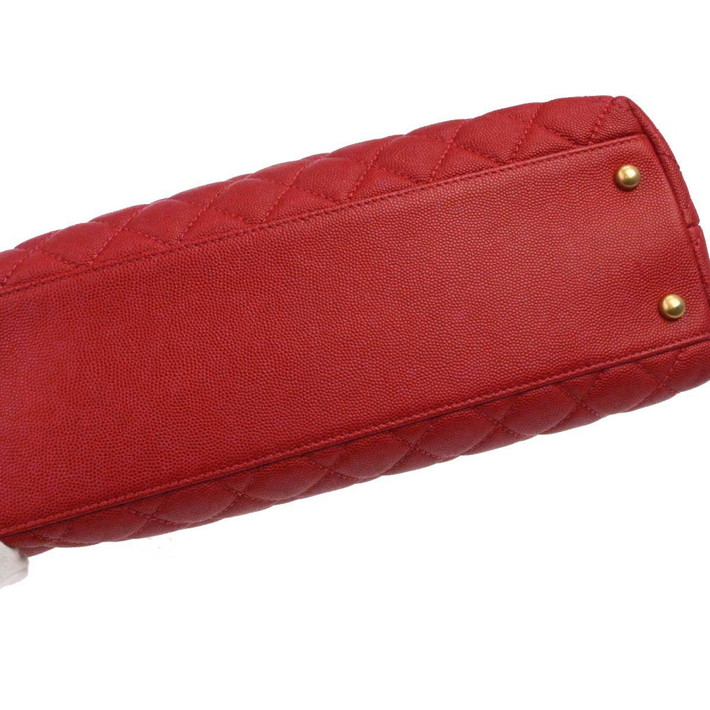 Chanel Red Caviar Coco Handle 2way Shoulder Handbag