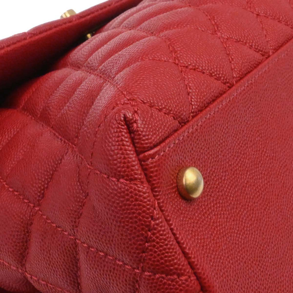Chanel Red Caviar Coco Handle 2way Shoulder Handbag
