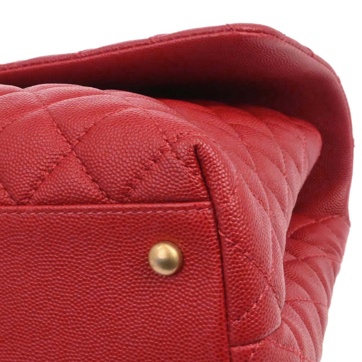 Chanel Red Caviar Coco Handle 2way Shoulder Handbag