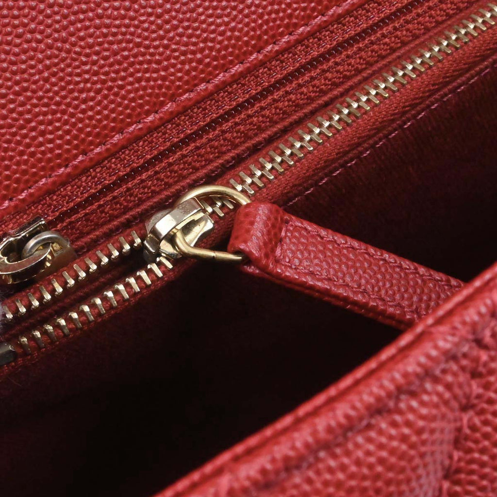 Chanel Red Caviar Coco Handle 2way Shoulder Handbag