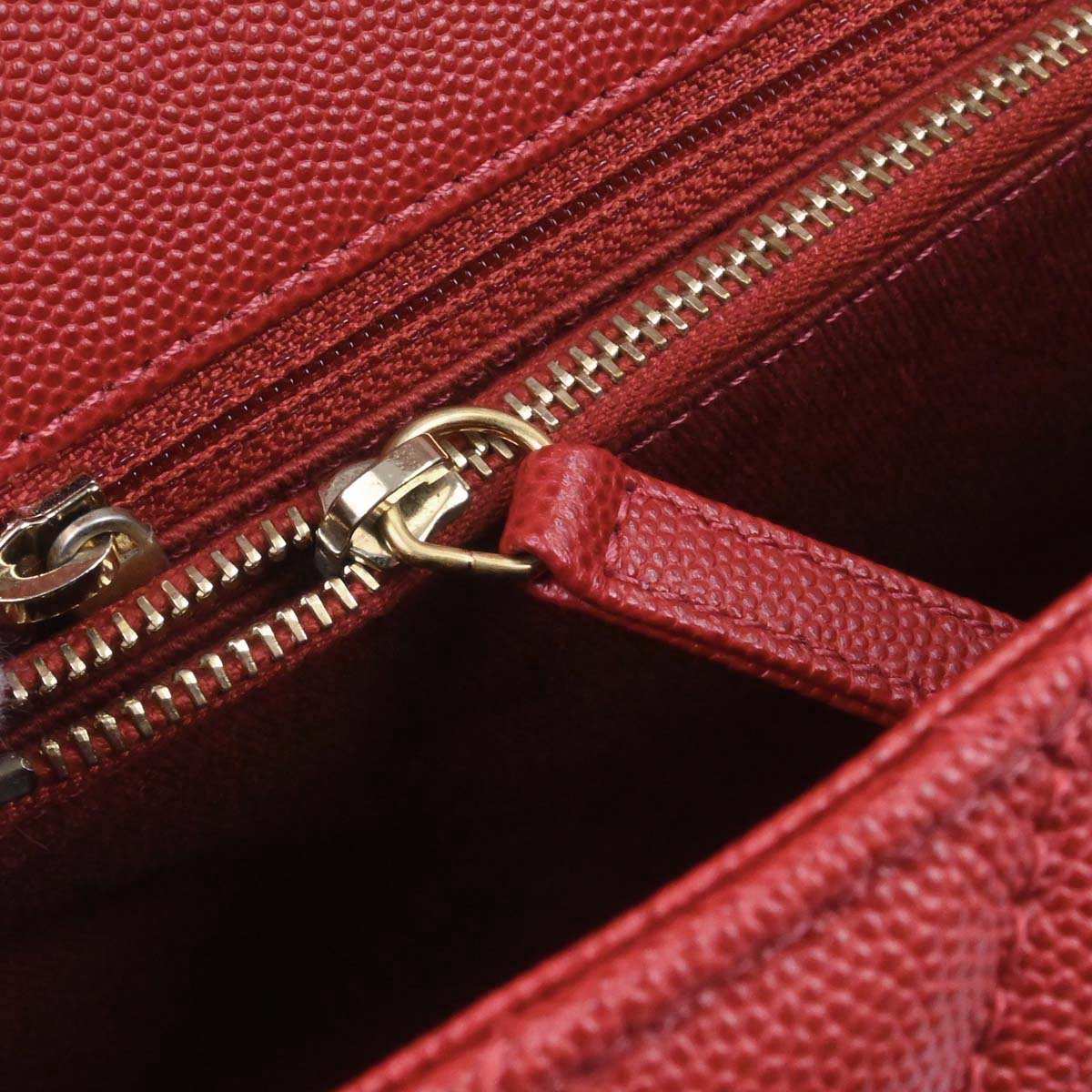 Chanel Red Caviar Coco Handle 2way Shoulder Handbag