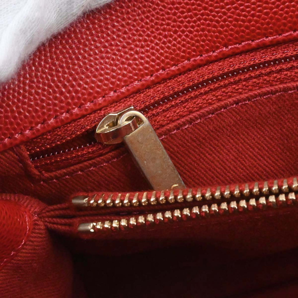 Chanel Red Caviar Coco Handle 2way Shoulder Handbag