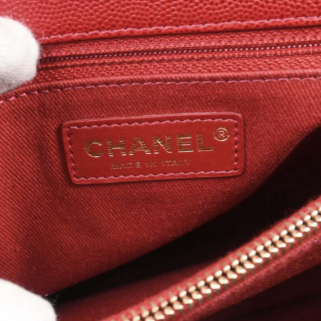 Chanel Red Caviar Coco Handle 2way Shoulder Handbag