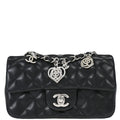 Chanel 2014 Black Lambskin Valentine Charm Flap Shoulder Bag