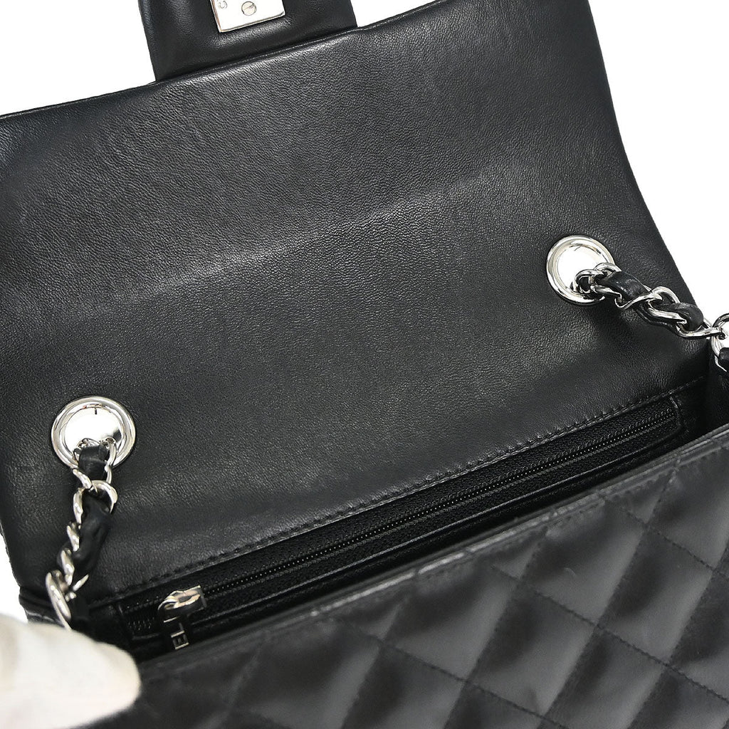 Chanel 2014 Black Lambskin Valentine Charm Flap Shoulder Bag