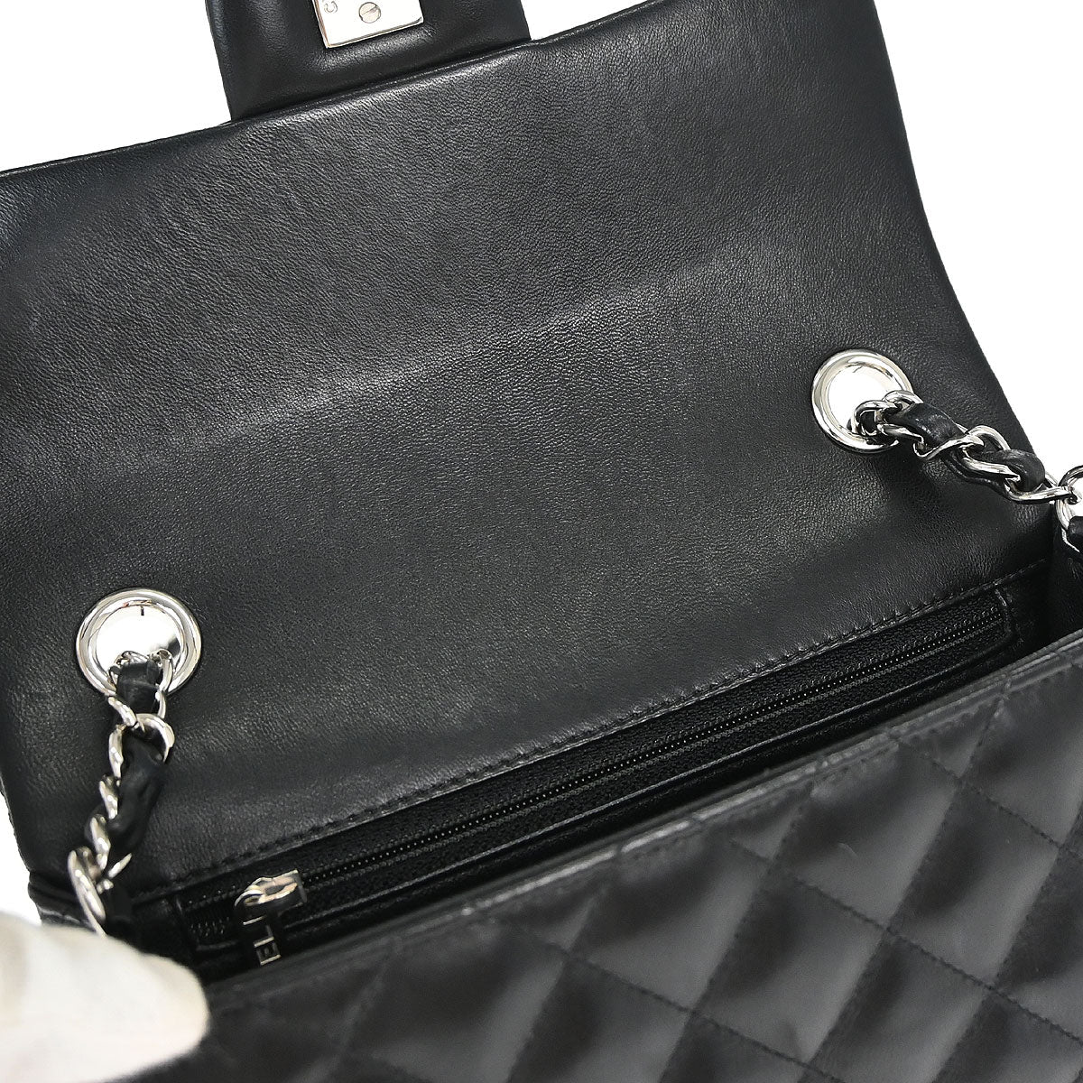 Chanel 2014 Black Lambskin Valentine Charm Flap Shoulder Bag