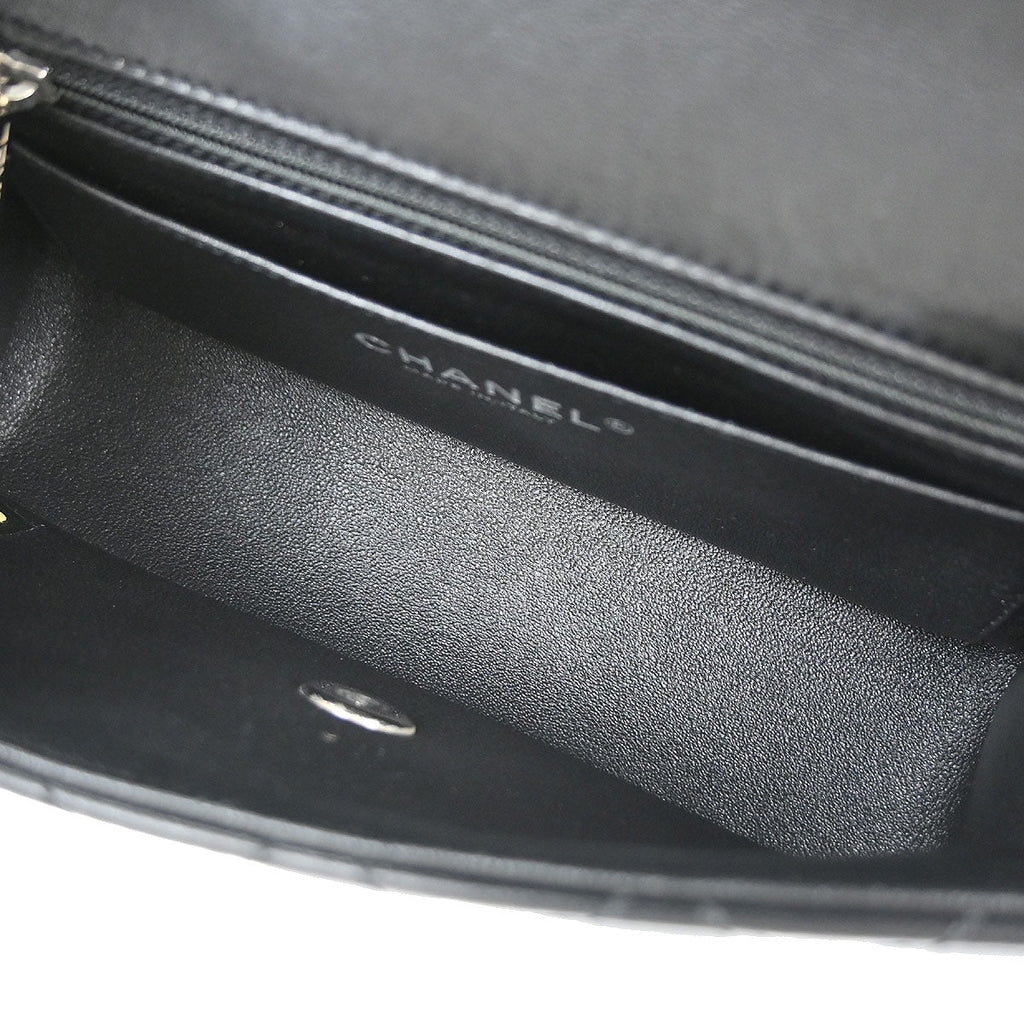 Chanel 2014 Black Lambskin Valentine Charm Flap Shoulder Bag
