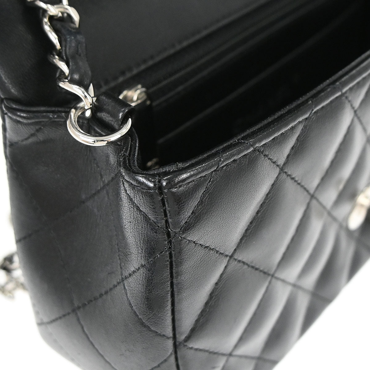 Chanel 2014 Black Lambskin Valentine Charm Flap Shoulder Bag