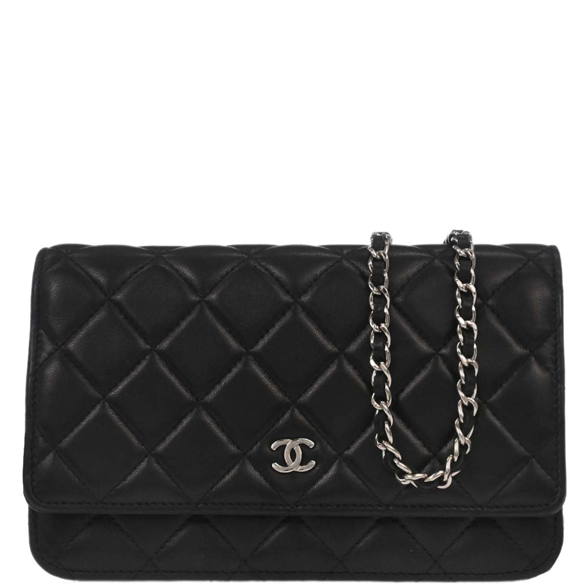Chanel Black Lambskin Classic WOC Wallet on Chain Bag