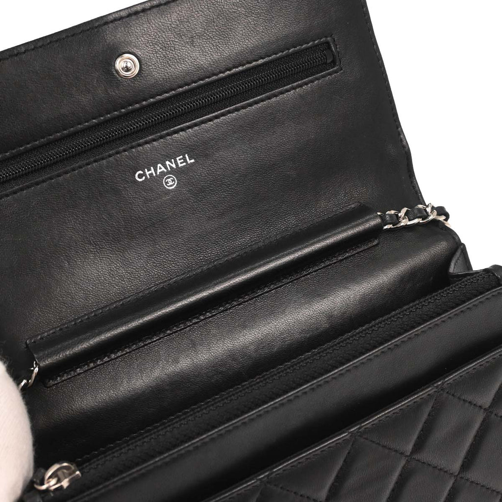 Chanel Black Lambskin Classic WOC Wallet on Chain Bag