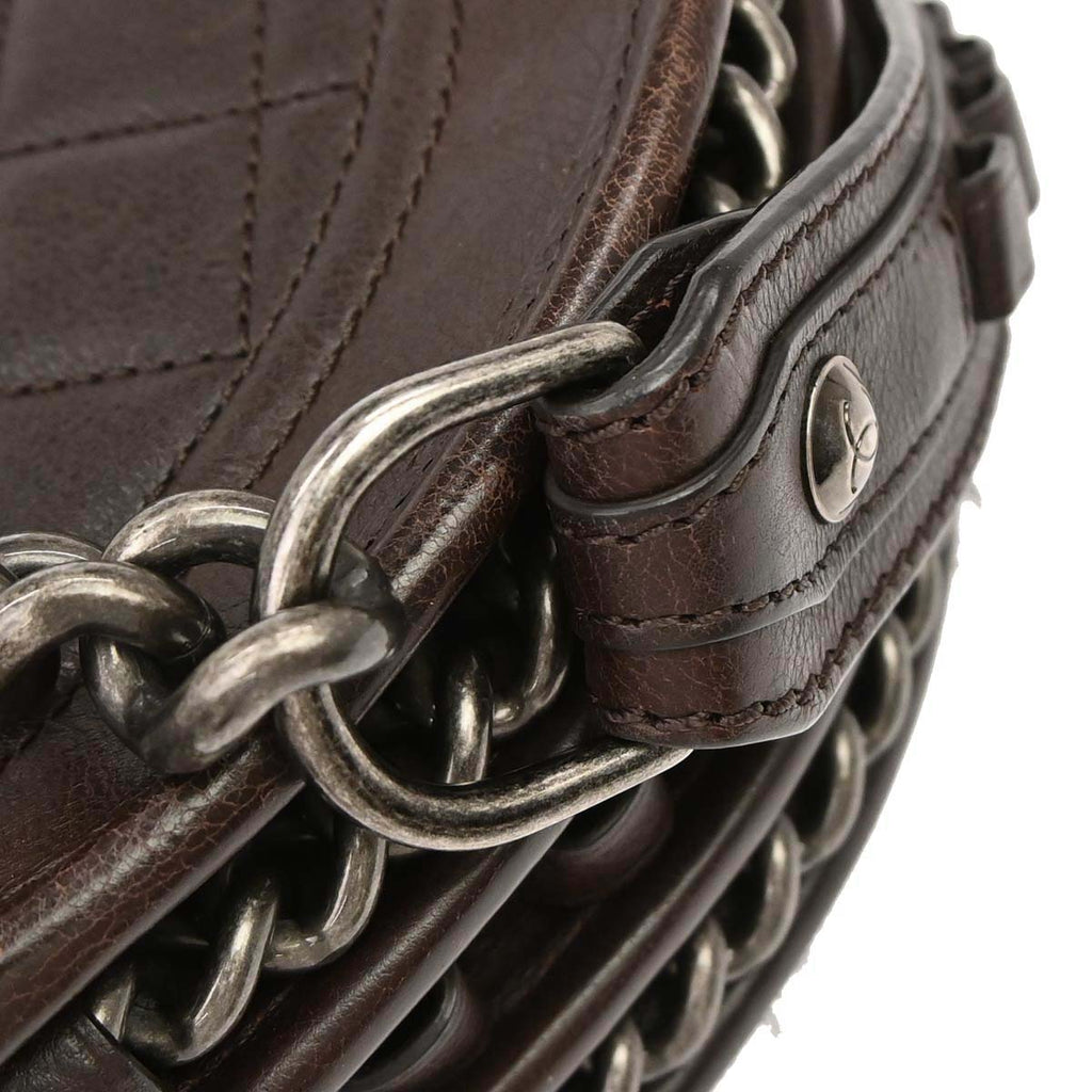 Chanel 2014 Brown Calfskin Pony Hair Paris-Dallas Saddle Shoulder Bag