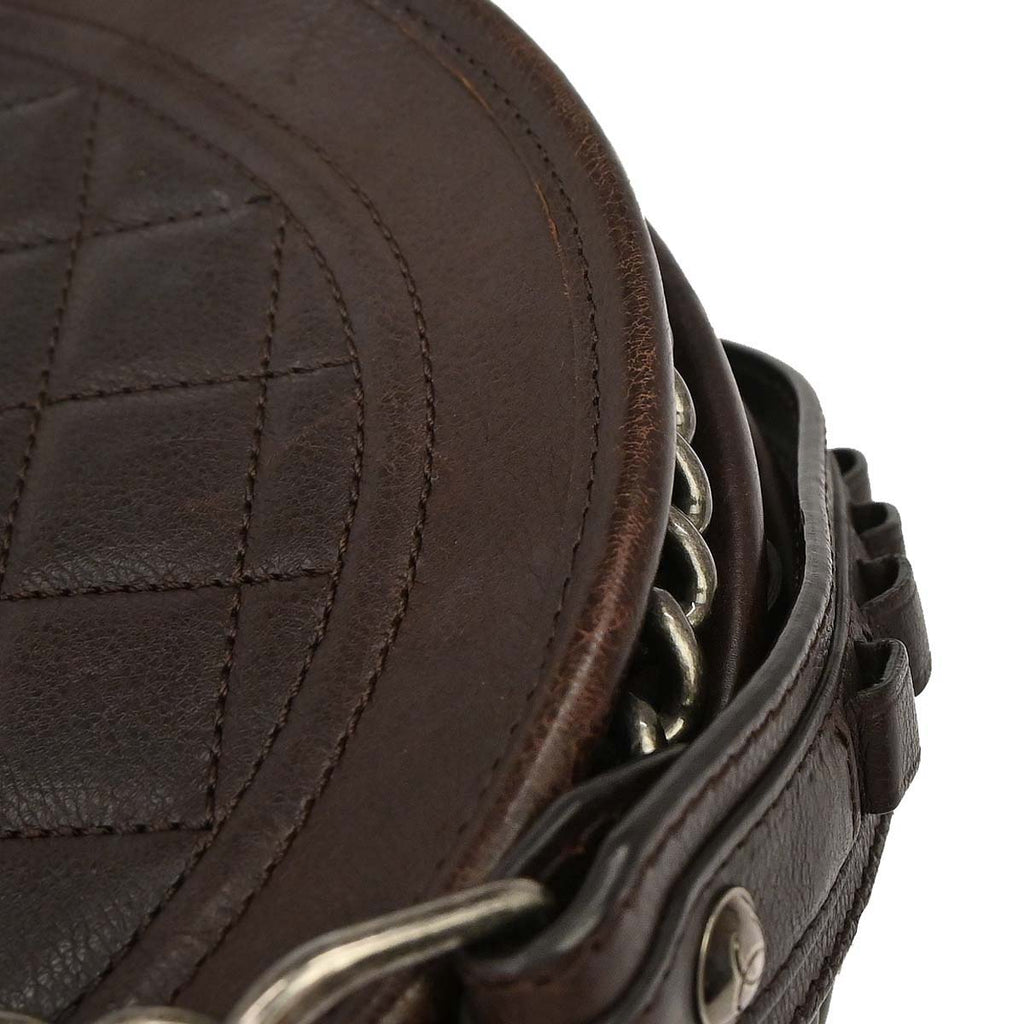 Chanel 2014 Brown Calfskin Pony Hair Paris-Dallas Saddle Shoulder Bag