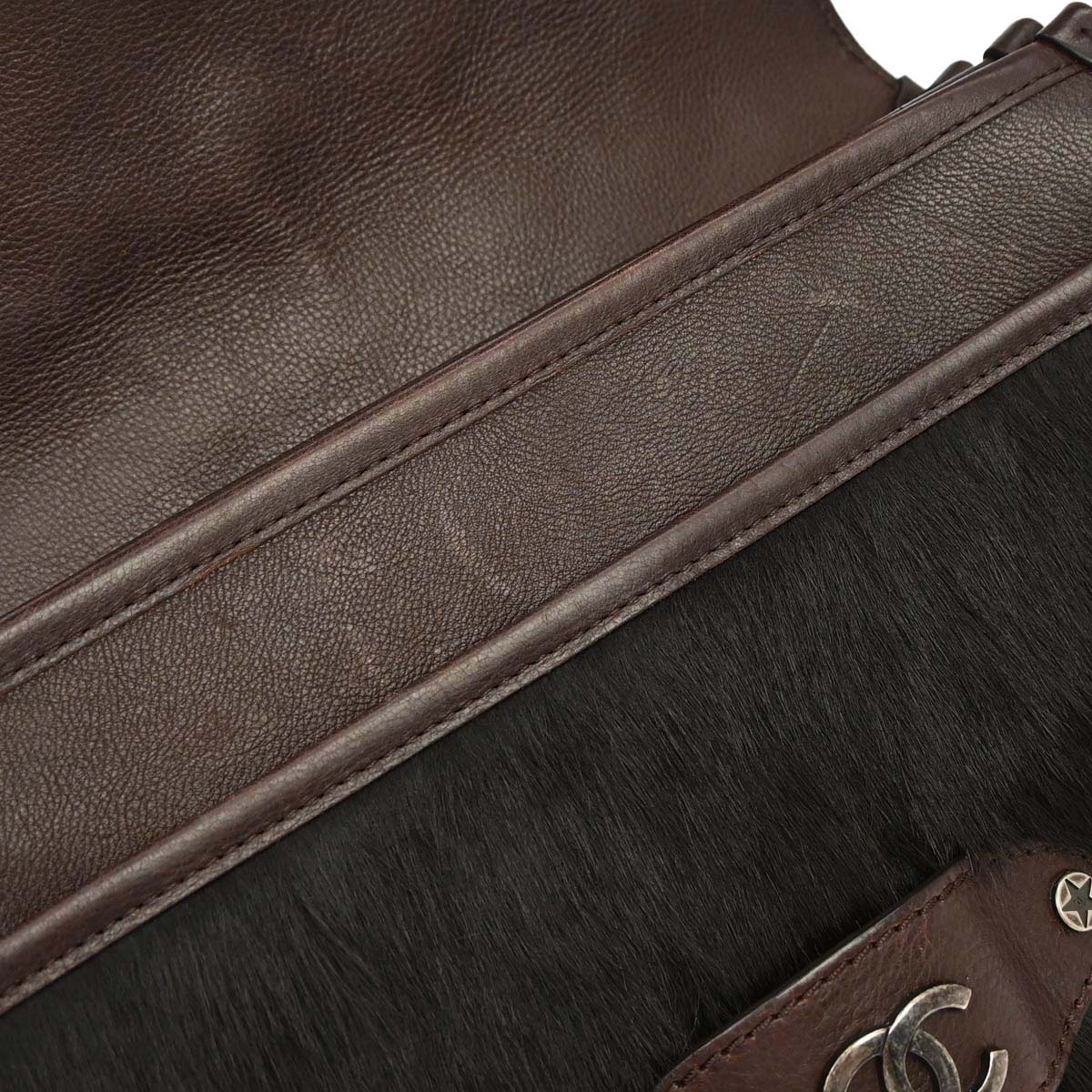 Chanel 2014 Brown Calfskin Pony Hair Paris-Dallas Saddle Shoulder Bag