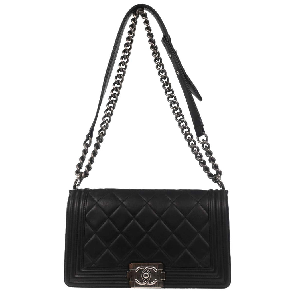 Boy Chanel 2014 Black Lambskin Medium Shoulder Bag