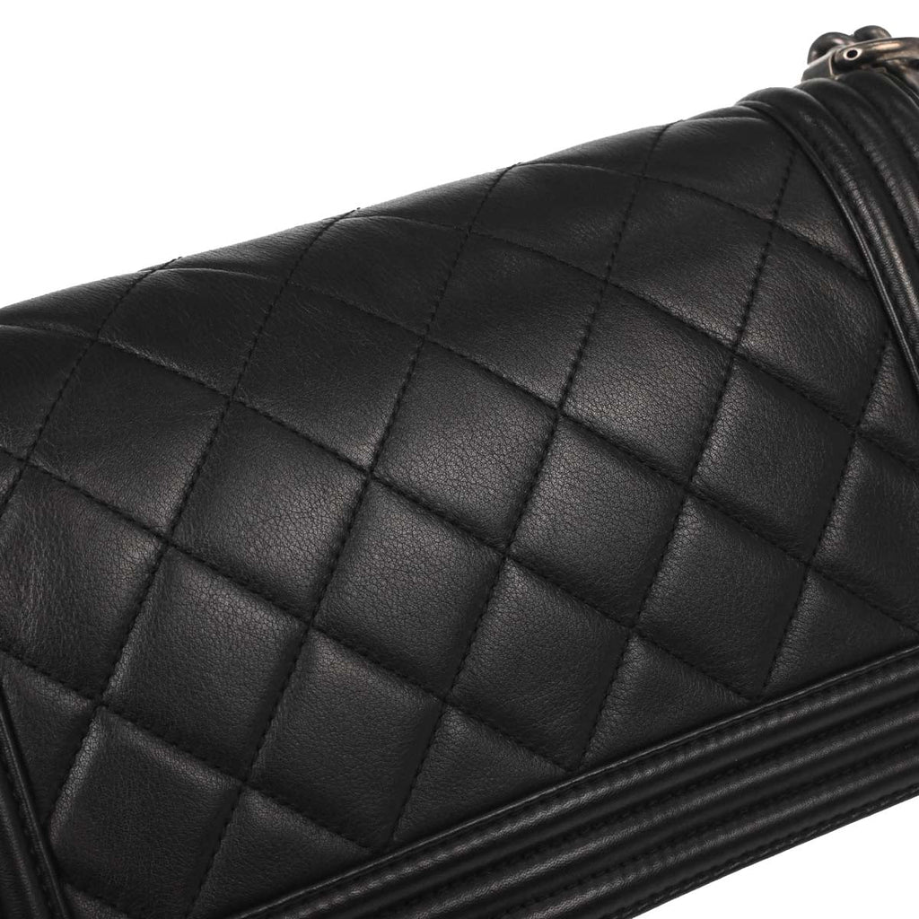 Boy Chanel 2014 Black Lambskin Medium Shoulder Bag