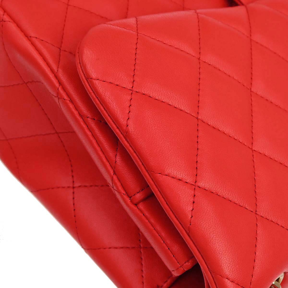 Chanel Red Lambskin Jumbo Classic Double Flap Shoulder Bag