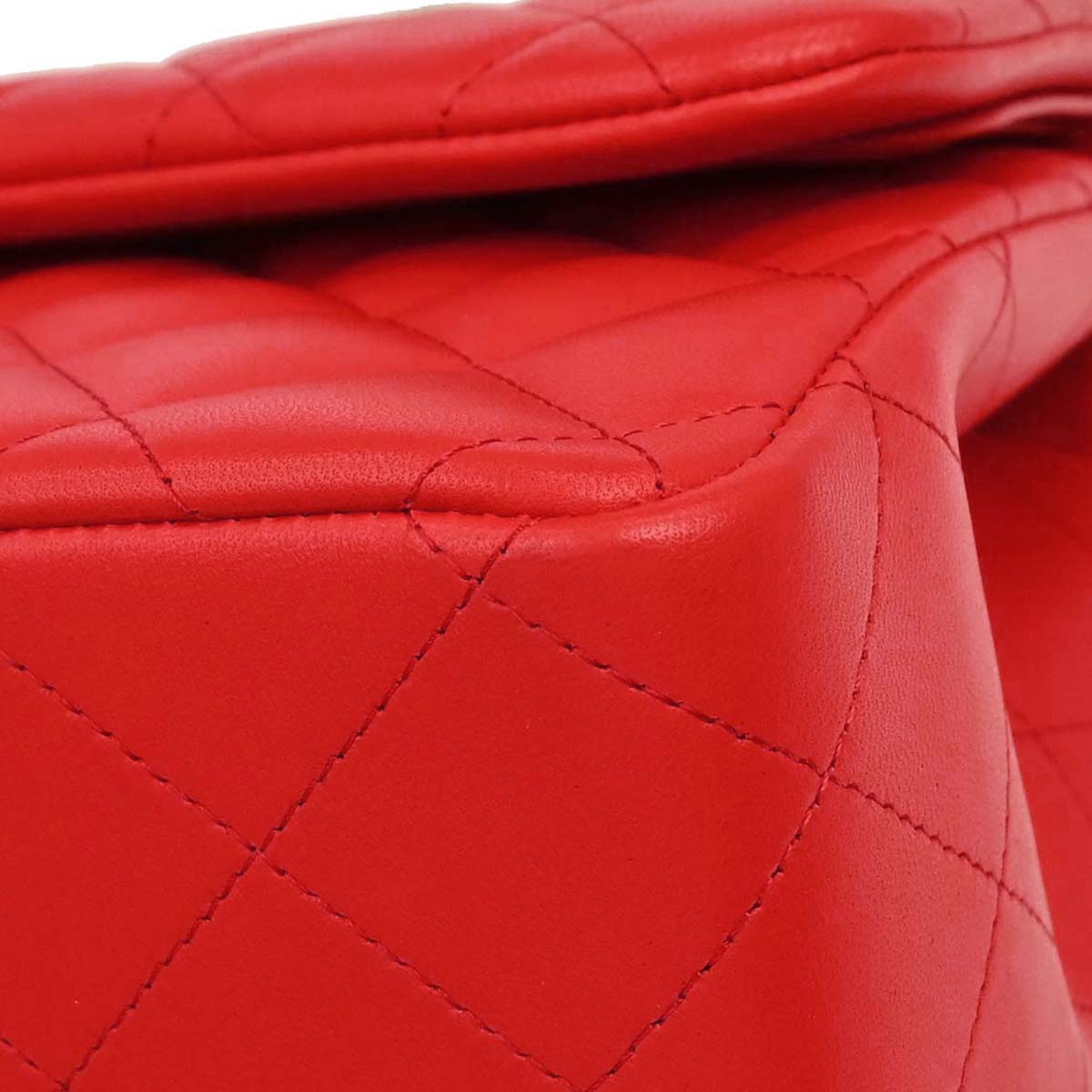 Chanel Red Lambskin Jumbo Classic Double Flap Shoulder Bag