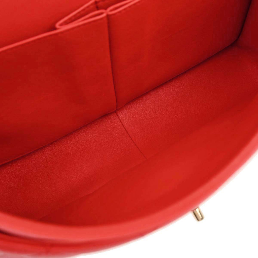 Chanel Red Lambskin Jumbo Classic Double Flap Shoulder Bag