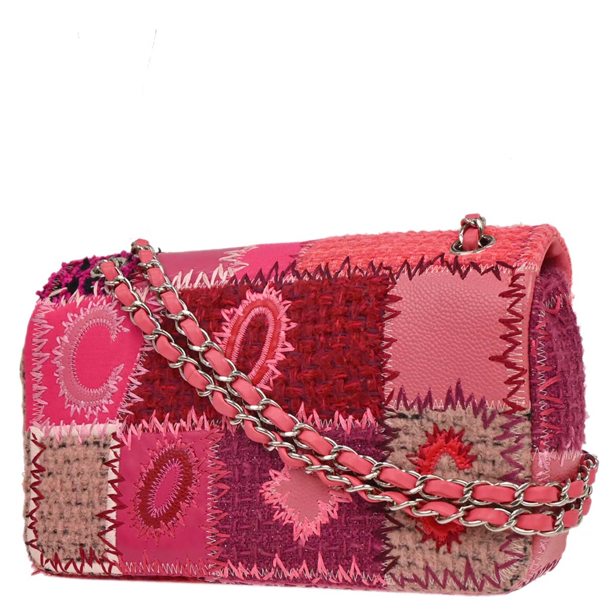 Chanel Pink Tweed Patchwork Shoulder Bag