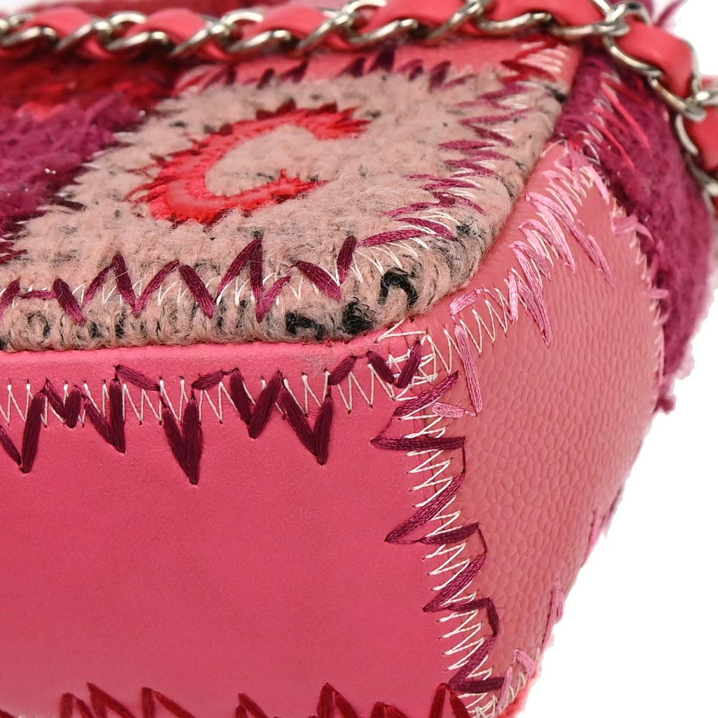 Chanel Pink Tweed Patchwork Shoulder Bag