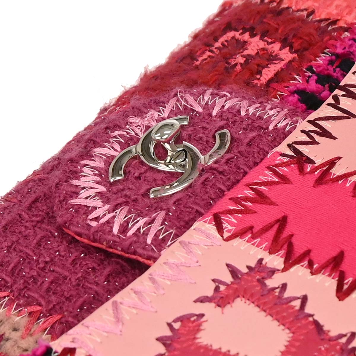 Chanel Pink Tweed Patchwork Shoulder Bag