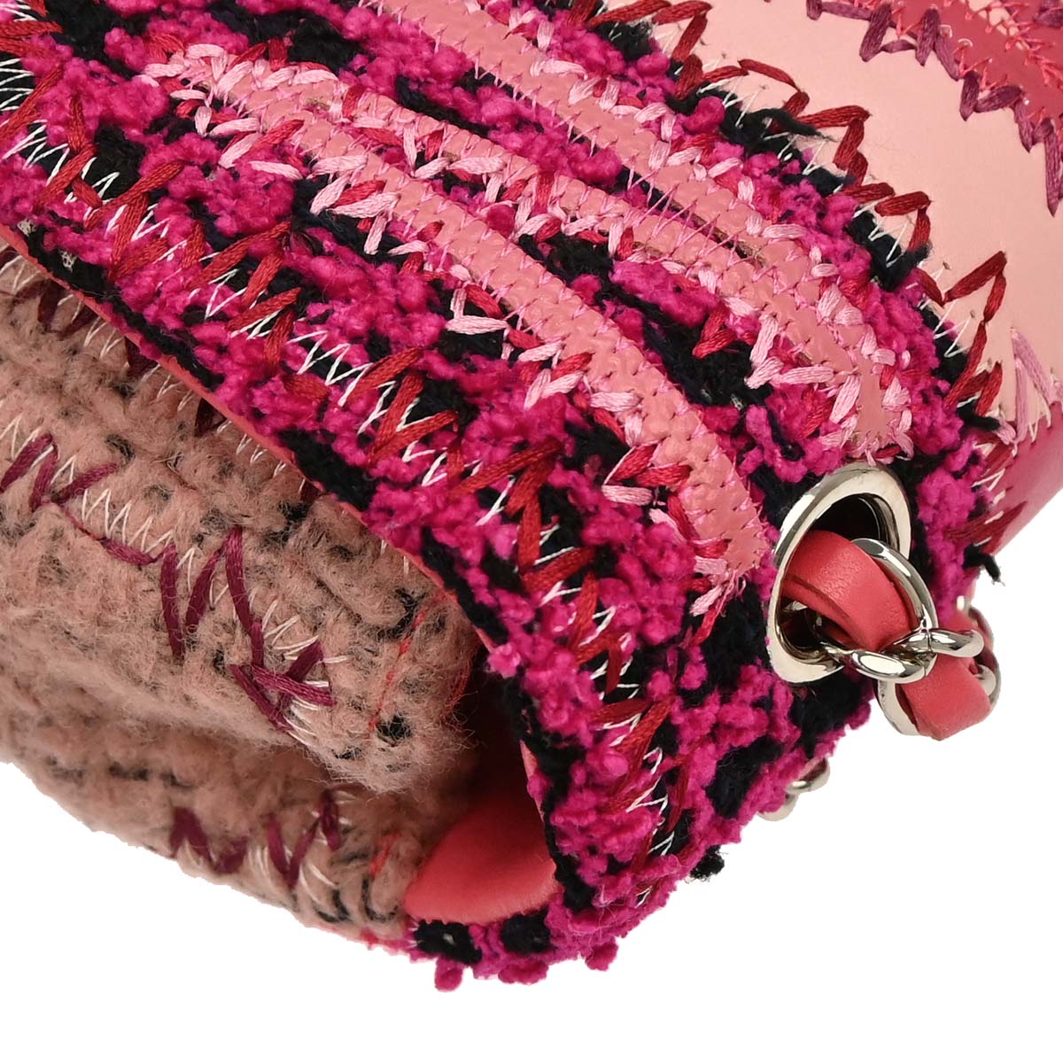 Chanel Pink Tweed Patchwork Shoulder Bag