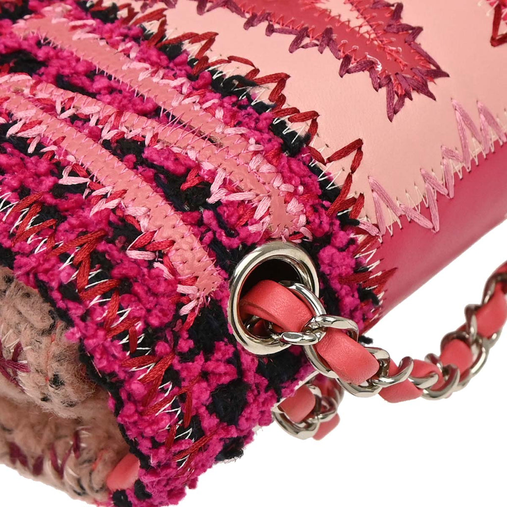 Chanel Pink Tweed Patchwork Shoulder Bag
