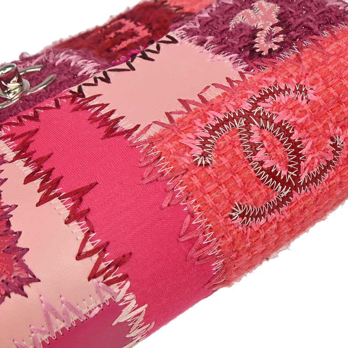 Chanel Pink Tweed Patchwork Shoulder Bag