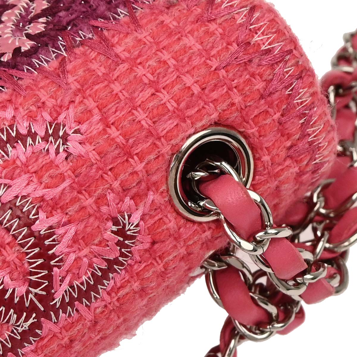 Chanel Pink Tweed Patchwork Shoulder Bag