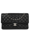 Chanel Black Caviar Skin Medium Classic Double Flap Shoulder Bag