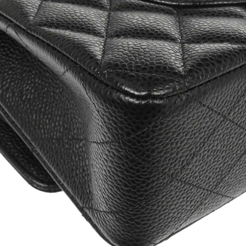 Chanel Black Caviar Skin Medium Classic Double Flap Shoulder Bag