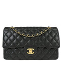 Chanel 2014-2015 Black Lambskin Medium Classic Double Flap Shoulder Bag
