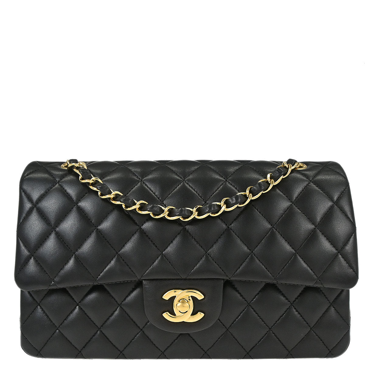 Chanel 2014-2015 Black Lambskin Medium Classic Double Flap Shoulder Bag