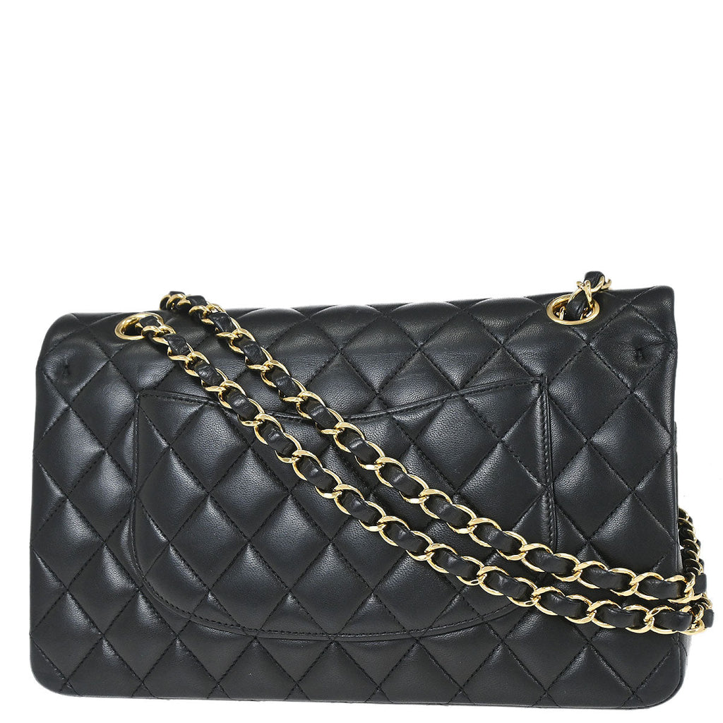 Chanel 2014-2015 Black Lambskin Medium Classic Double Flap Shoulder Bag