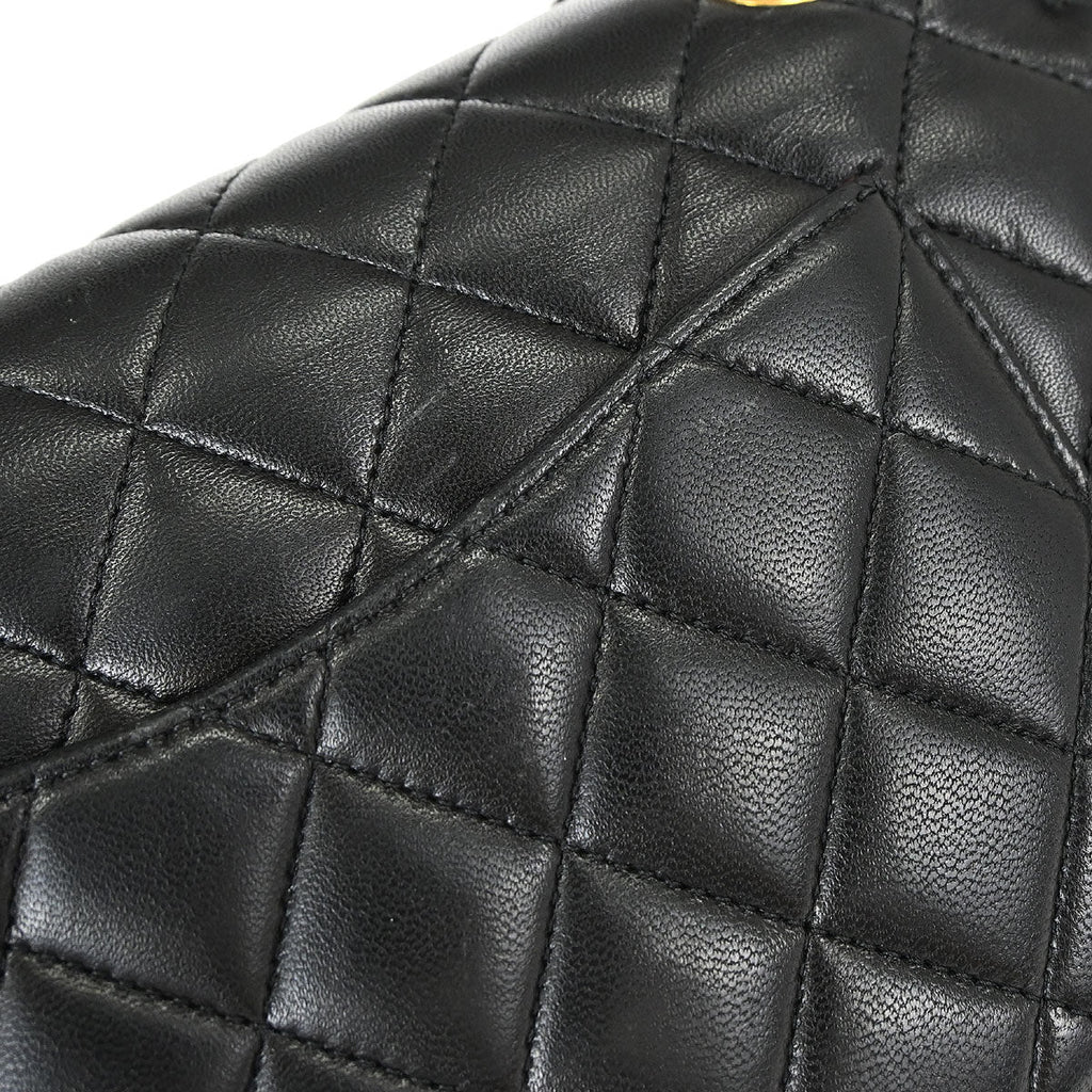 Chanel 2014-2015 Black Lambskin Medium Classic Double Flap Shoulder Bag